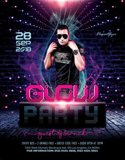 Glow Party Free Psd Flyer Template Free Party Flyer Freepsdflyer