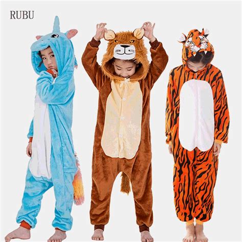 2020 Kigurumi Children Unicorn Pajamas Stitch Panda Onesies In 2021