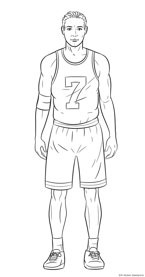 Drawing Of Basketball Player Line Art Illustrations