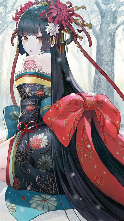 Kimono Anime Girl Snowing 4k 3840x2160 Hd Wallpaper Rare Gallery