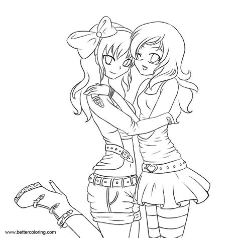 Download kawaii coloring sheets for free. BFF Coloring Pages Line Drawing by anime nc - Free ...