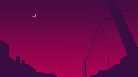 Power Lines Moon Sky Minimalism 4k Hd Artist 4k Wallpapers Images