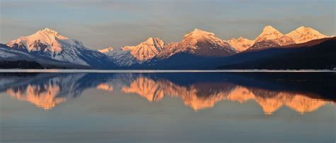Sunset On Lake Mcdonald In Glacier National Park Mountain Scene