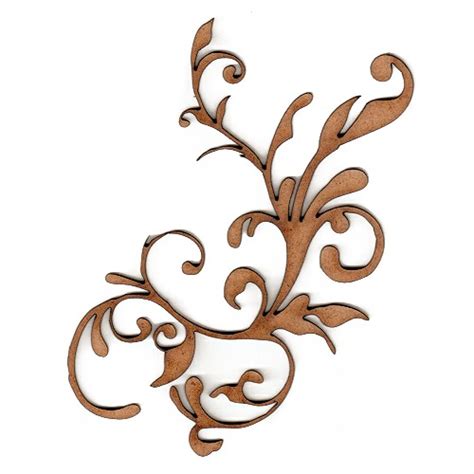 Curled Vine Fancy Flourish Wood Shape 3 For Art And Crafts