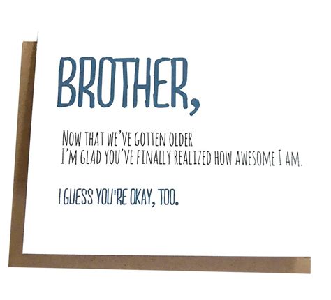 brother card brother birthday card funny card card for friend sibling s day snarky brother