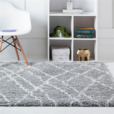 Rugscom Soft Touch Shag Collection Square Rug ‚Äì 5 Ft Square Grey