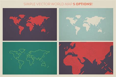 Simple World Map Pre Designed Illustrator Graphics