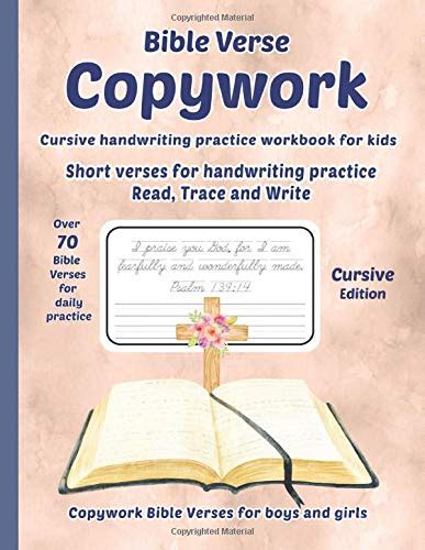 Bible Verse Copywork Cursive Handwriting Practice Workbook For Kids