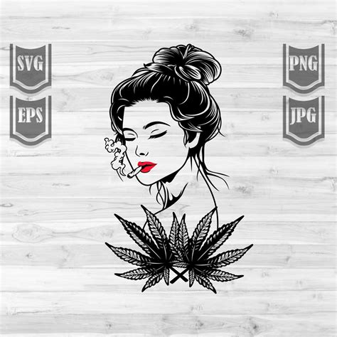 Sexy Woman Smoking Weed Joint Svg File Messy Instant Download Etsy