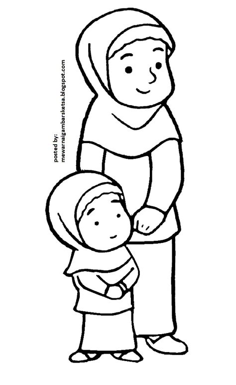 Mewarnai Gambar Mewarnai Gambar Sketsa Kartun Anak Muslimah 54