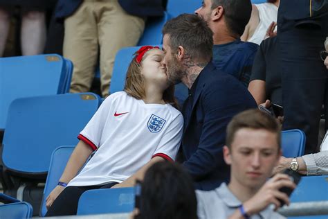 David Beckham Kissing Daughter On Lips At Soccer Game Popsugar Uk