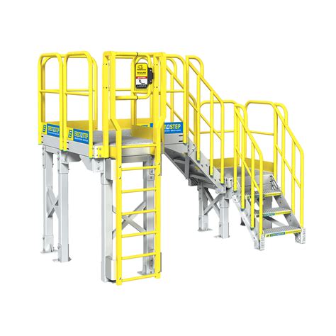 Industrial Step Up Platform w/ Side 7-Step Ladder - YellowGate