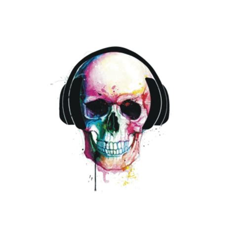 Skull Wearing Headphones Abstract Music Canvas Box Or