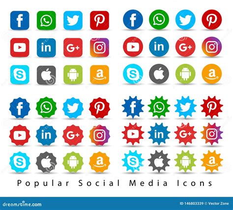 Popular Social Media Icons Editorial Stock Image Illustration Of