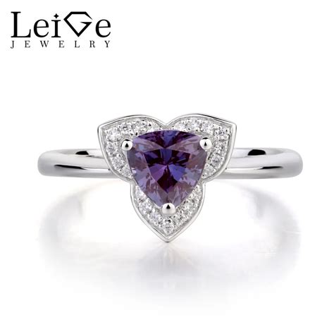 Leige Jewelry Lab Alexandrite Promise Rings 925 Sterling Silver Ring