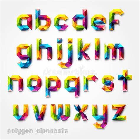 Polygon Alphabet Colorful Font Style Stock Vector Illustration Of
