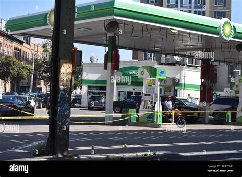 Brooklyn United States 03rd Sep 2023 Police Tape Protects The Crime Scene Outside The Bp Gas