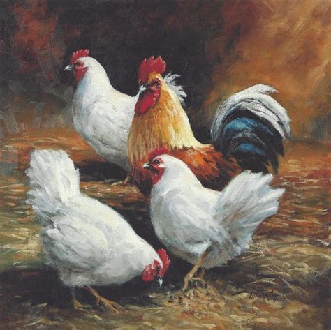 Paintings Of Chickens White Rooster Painting Rooster Print Chicken