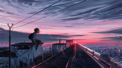 Aesthetic Anime Sunset Background Hd Anime Sunset Scene B Iphone