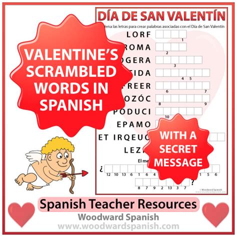 Valentines Day Scrambled Words Secret Message In Spanish Woodward
