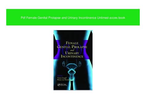 Pdf Female Genital Prolapse And Urinary Incontinence Unlimed Acces Book
