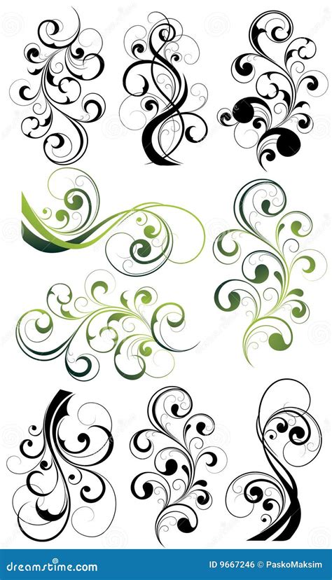 Ornate Floral Swirl Set Stock Vector Illustration Of Ornament 9667246