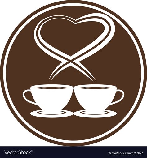 Coffee Cups With Steam In Heart Shape Royalty Free Vector