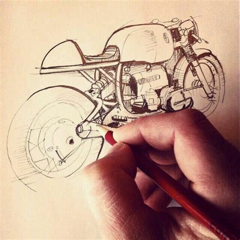 Moto Art Bike Sketch Cafe Racer Motorcycle Art