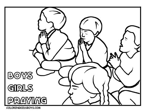 Children Praying Coloring Page Encouraging Spiritual Reflection
