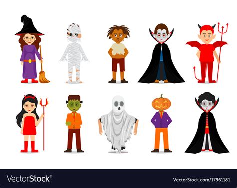 Set Of Halloween Cartoon Characters Royalty Free Vector