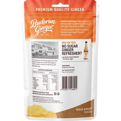 Buderim Ginger Sliced Naked Ginger 350g Woolworths