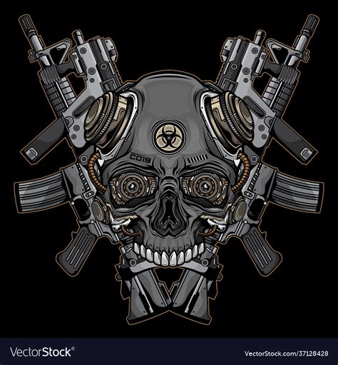 Skulls And Firearms Logo Royalty Free Vector Image