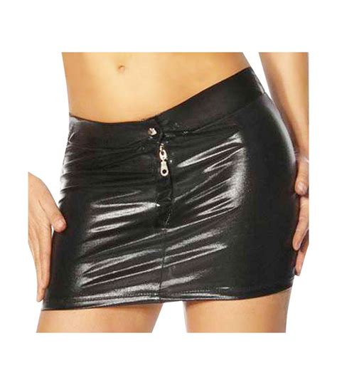 mini skirt wetlook black sexy summer faux leather