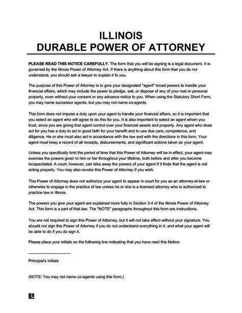 Free Illinois Power Of Attorney Forms Pdf And Word