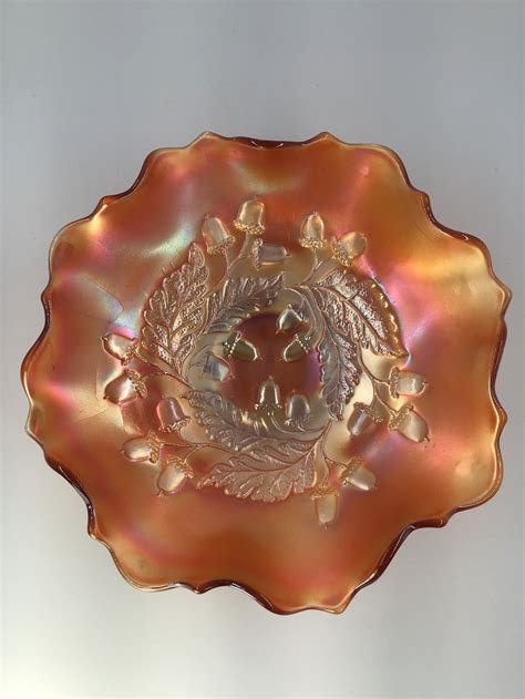 Vintage Fenton Pink Marigold Autumn Acorn Carnival Glass 7 5 Etsy