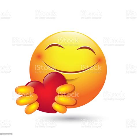 Cute Emoji Giving Love Heart Isolated Emoticon Vector