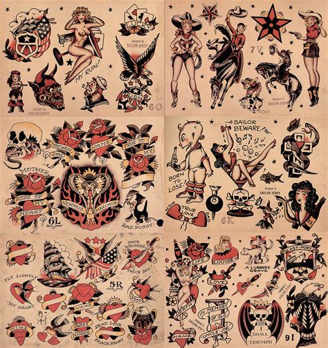 Buy Sailor Jerry Traditional Vintage Style Tattoo Flash 6 Sheets 11x14