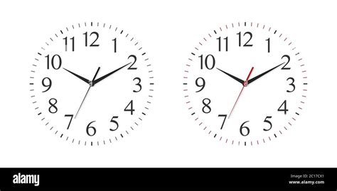 Vector 3d Realistic Simple Round Wall Office Clock White Dial Set