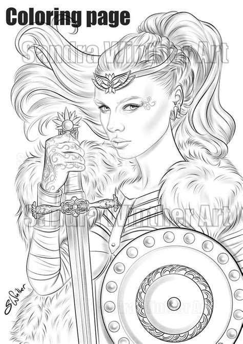 Viking Warrior Instant Download Coloring Page Etsy Viking Drawings