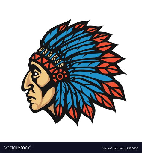 Native American Indian Chief Head Profile Mascot Vector Image