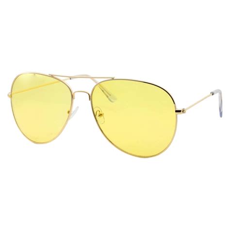 Mens Large Aviator Yellow Lens Sunglasses Colored Tint Lens Driving