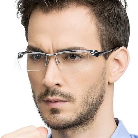 Minclbrand Pure Titanium Ultra Light Tint Glass Men Stylish Eye Glasses Frame Diamond Trimmed