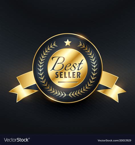 Best Seller Golden Label Badge Design Royalty Free Vector