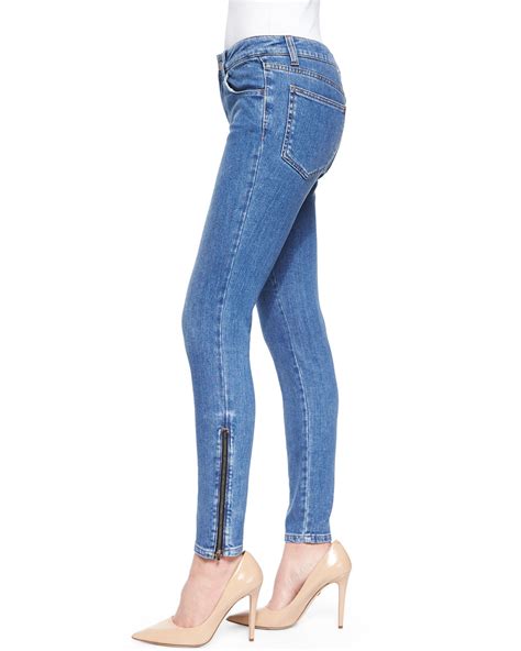 Stella Mccartney Skinny Ankle Zip Denim Jeans In Blue Lyst