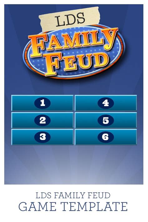 With higher level intermediate students, it is also possible to use this game as an. Use this LDS Family Feud game template with 38 questions ...
