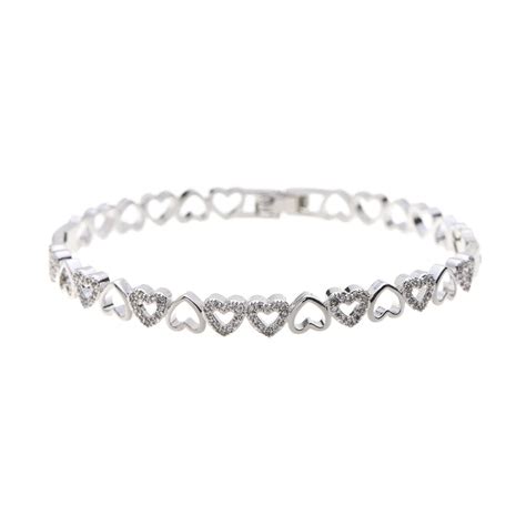 Rhodium Plated Cubic Zirconia Bangle B21386 Bracelets And Bangles From