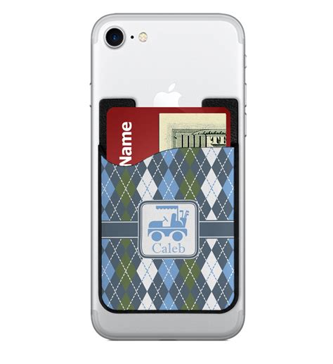 Blue Argyle 2 In 1 Cell Phone Credit Card Holder And Screen Cleaner