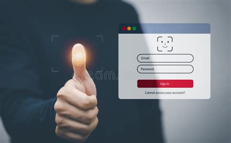 Man Touching Fingerprint Of Security Password Login Online Concept