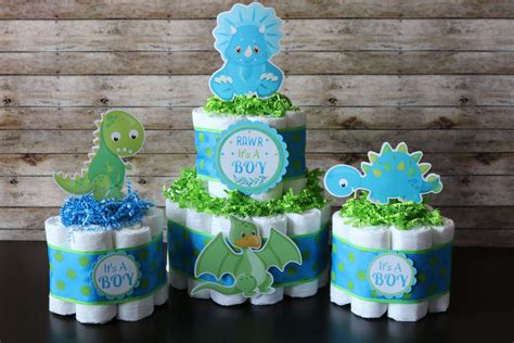 Its Boy Dinosaur Diaper Cake Dino Baby Shower Ts For Baby Boy