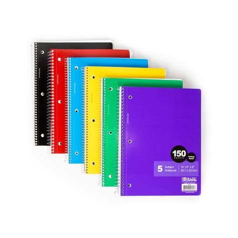College Ruled 5 Subject Spiral Notebook Blu School Supplies